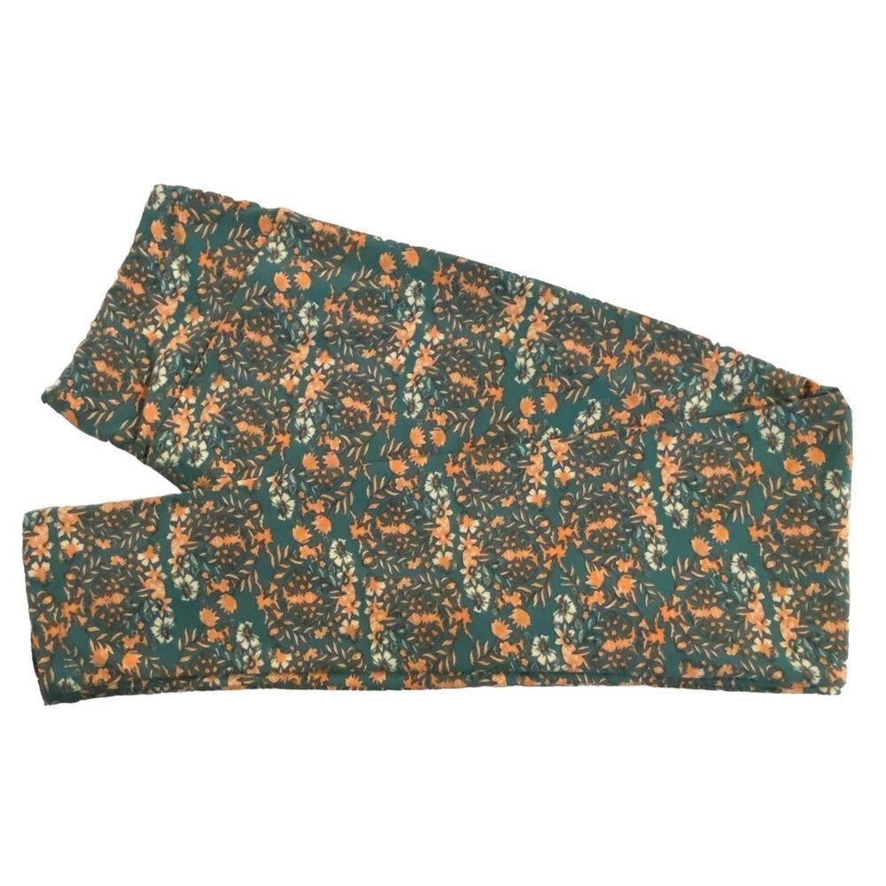 1415 LuLaRoe Leggings Size OS Green and Gold Leaves Print New